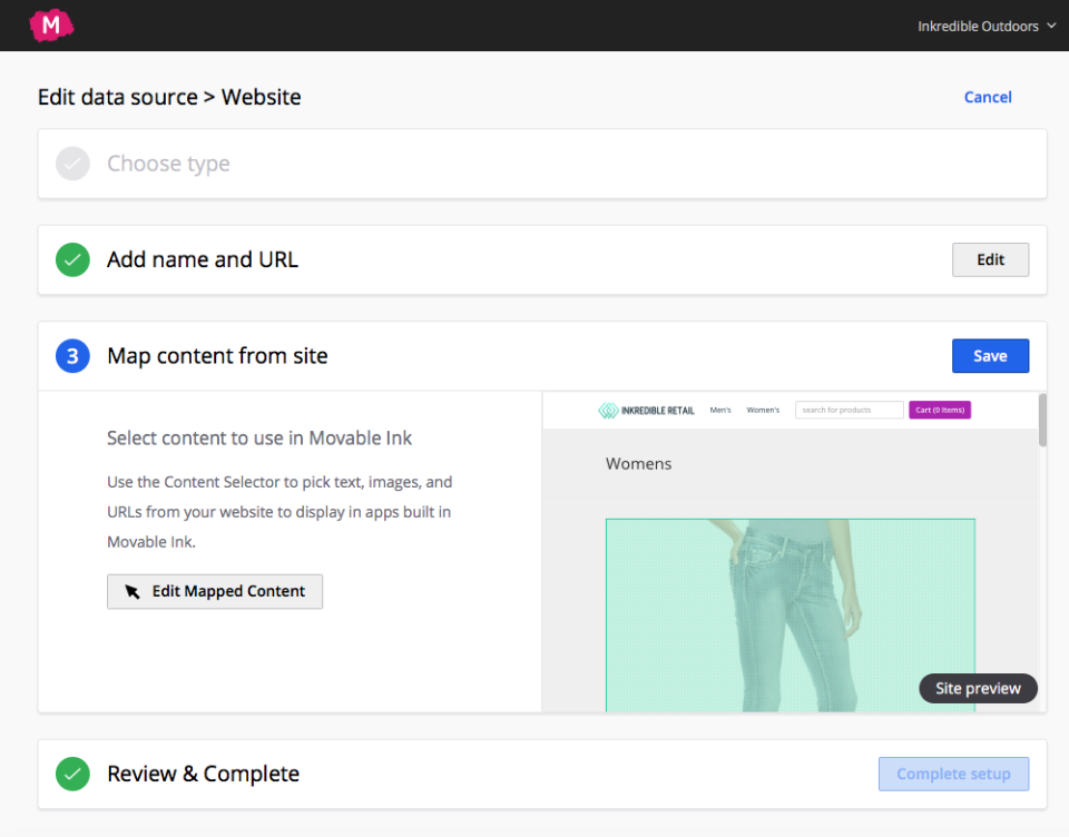 screenshot of Movable Ink